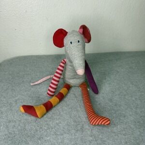 Sigikid Patchwork Mouse Plush Pink Orange Purple Pointy Nose Colorful